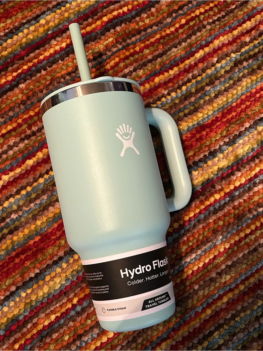 Hydro Flask Travel Tumbler turquoise with flex straw new